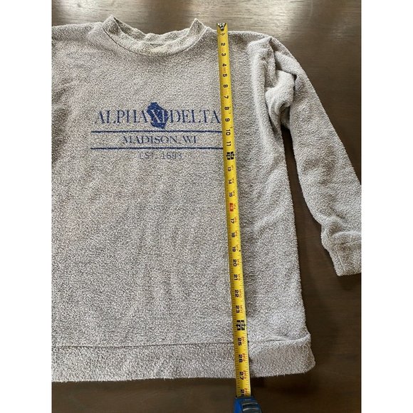 Woolly Threads Sweatshirt Alpha Xi Delta Madison WI Crewneck Sz Large Comfy EUC - Picture 5 of 8
